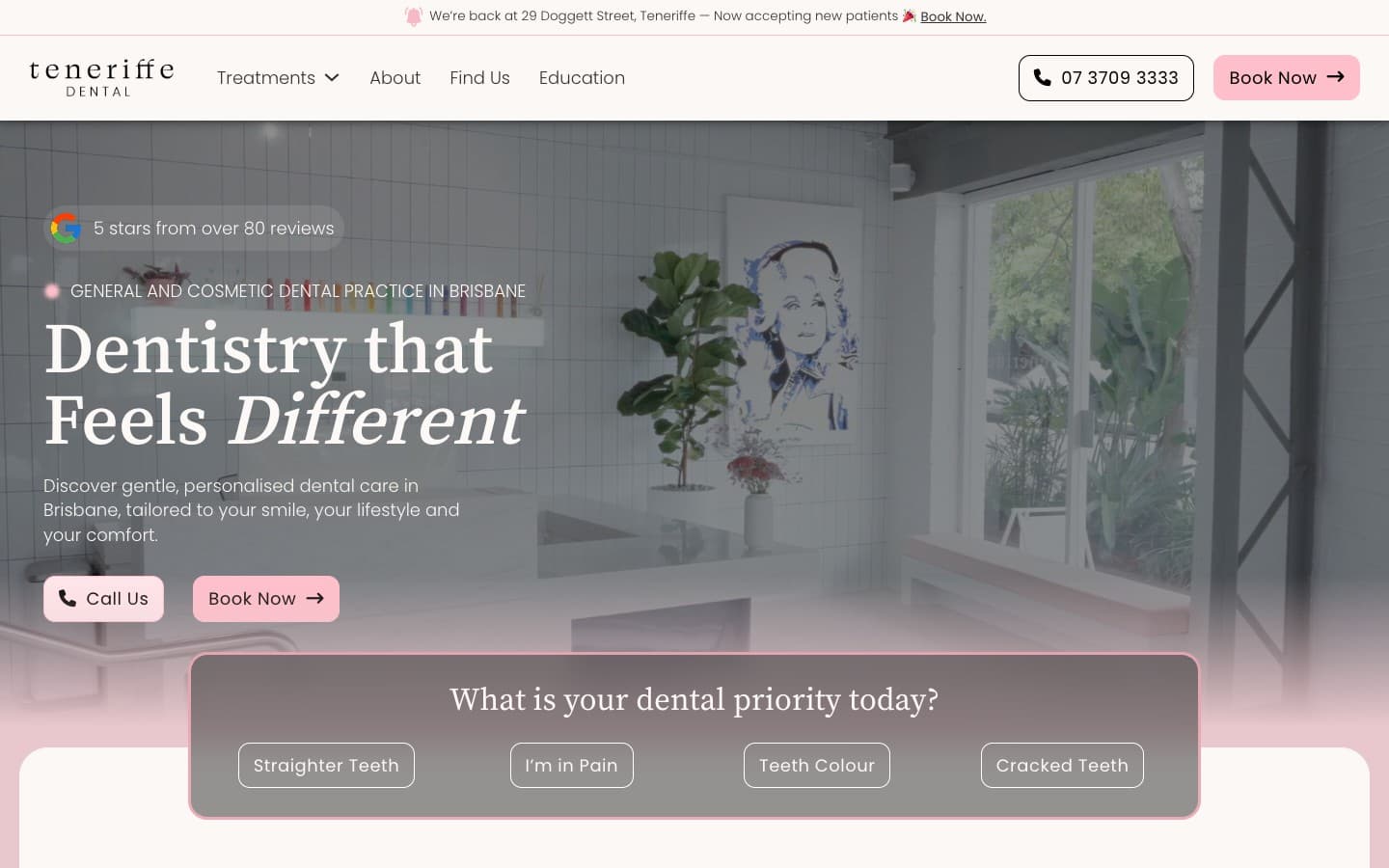 Teneriffe Dental website screenshot